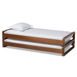 Baxton Studio Klara Modern and Contemporary Walnut Finished Wood Expandable Twin Size to King Size Bed Frame